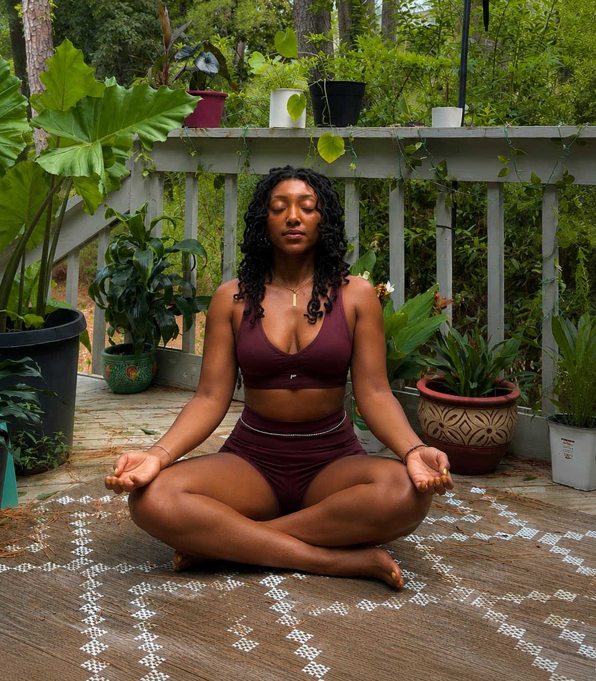 Quiet seated recovery practice in a garden